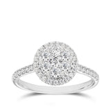 0.75ct TW Diamond Cluster Double Halo Round Engagement Ring in 9ct White Gold