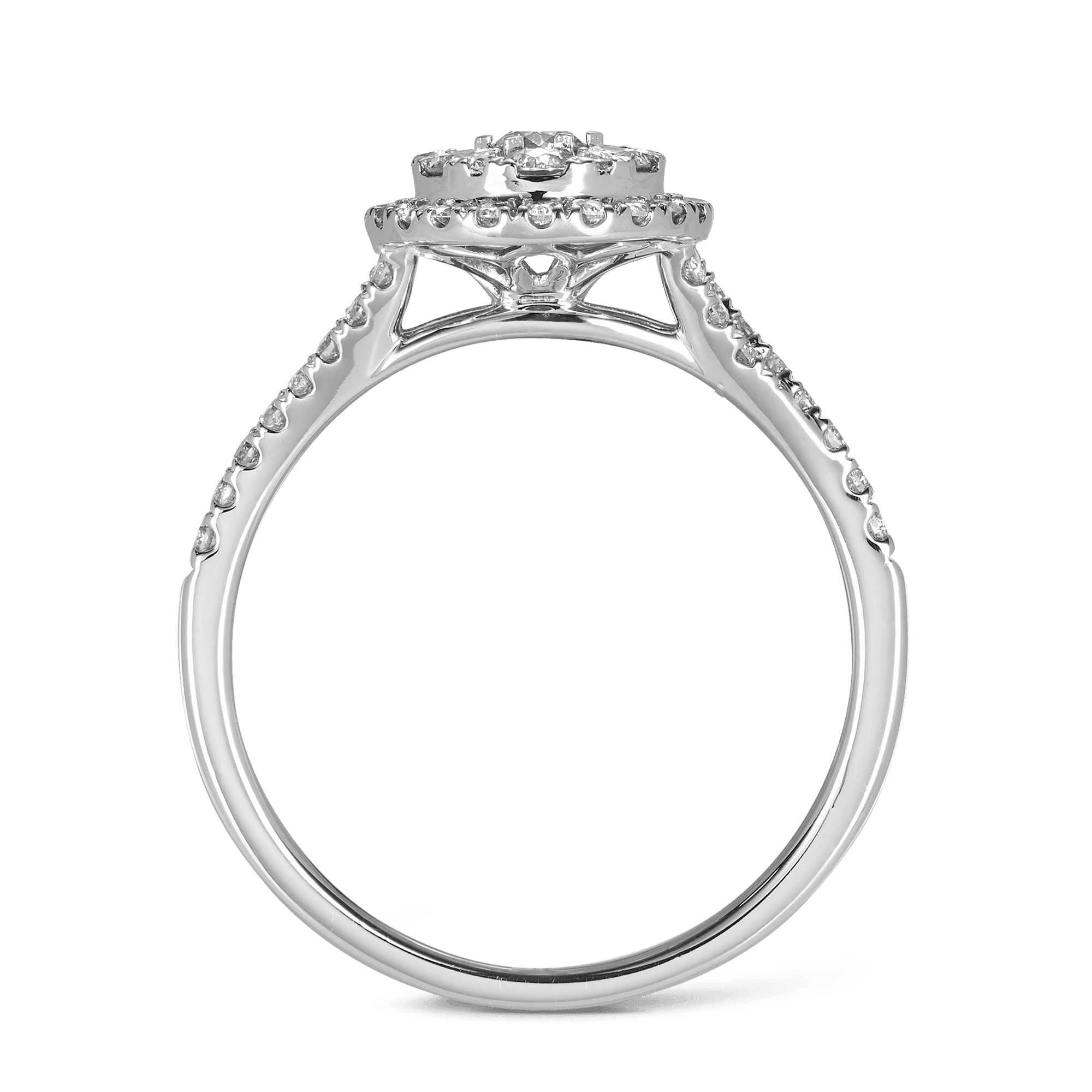 0.75ct TW Diamond Cluster Double Halo Round Engagement Ring in 9ct White Gold