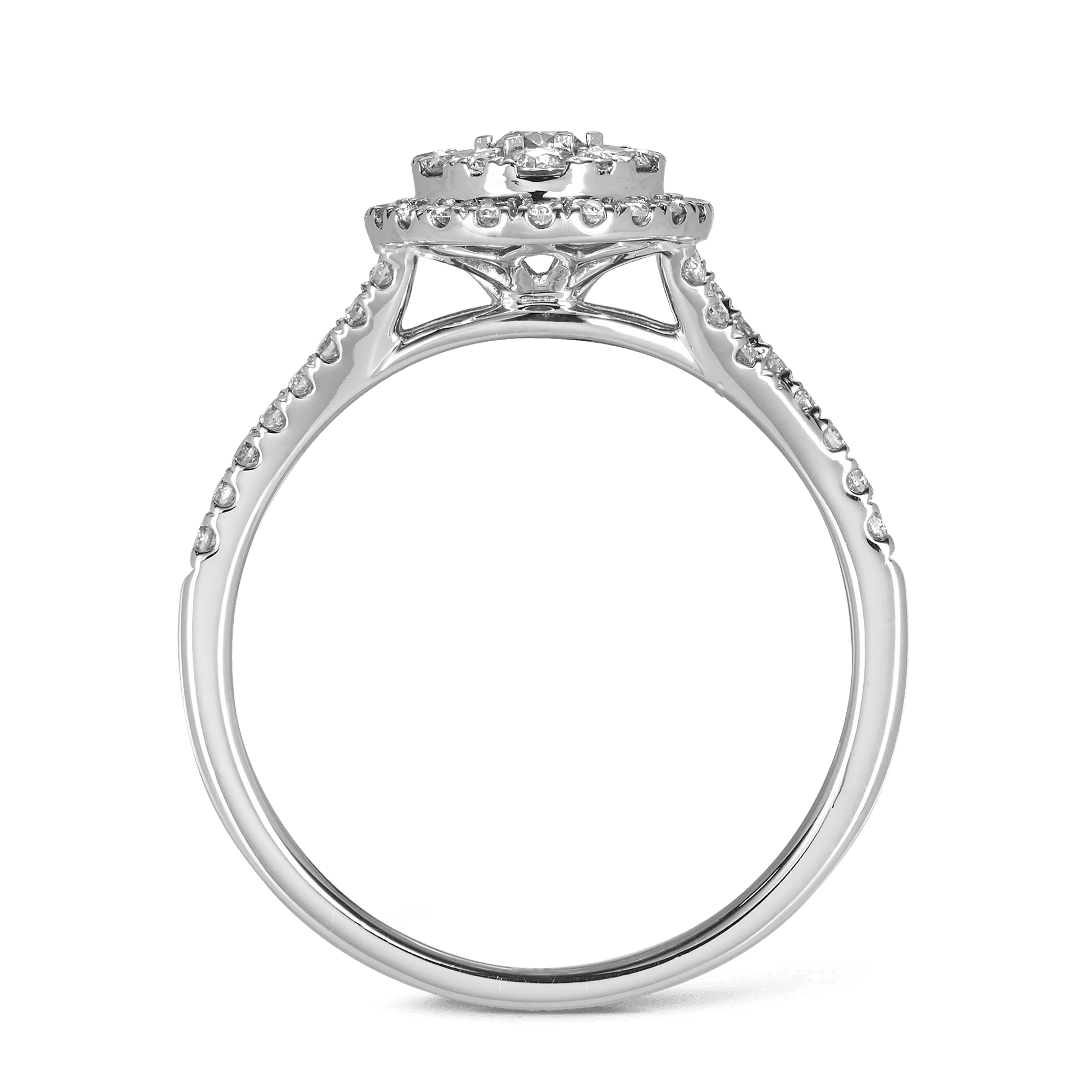 0.75ct TW Diamond Cluster Double Halo Round Engagement Ring in 9ct White Gold