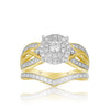 0.75ct TW Diamond Halo Engagement & Bridal Set in 9ct Yellow Gold