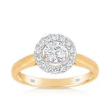 0.75ct TW Diamond Halo Engagement Ring in 18ct Yellow Gold - Wallace Bishop