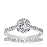 0.75ct TW Diamond Halo Engagement Ring in 9ct White Gold - Wallace Bishop