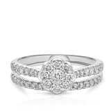 0.75ct TW Diamond Halo Engagement Ring in 9ct White Gold - Wallace Bishop