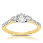 0.75ct TW Diamond Three Stone Engagement Ring in 9ct Yellow & White Gold - Wallace Bishop
