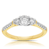 0.75ct TW Diamond Three Stone Engagement Ring in 9ct Yellow & White Gold - Wallace Bishop