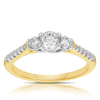 0.75ct TW Diamond Three Stone Engagement Ring in 9ct Yellow & White Gold