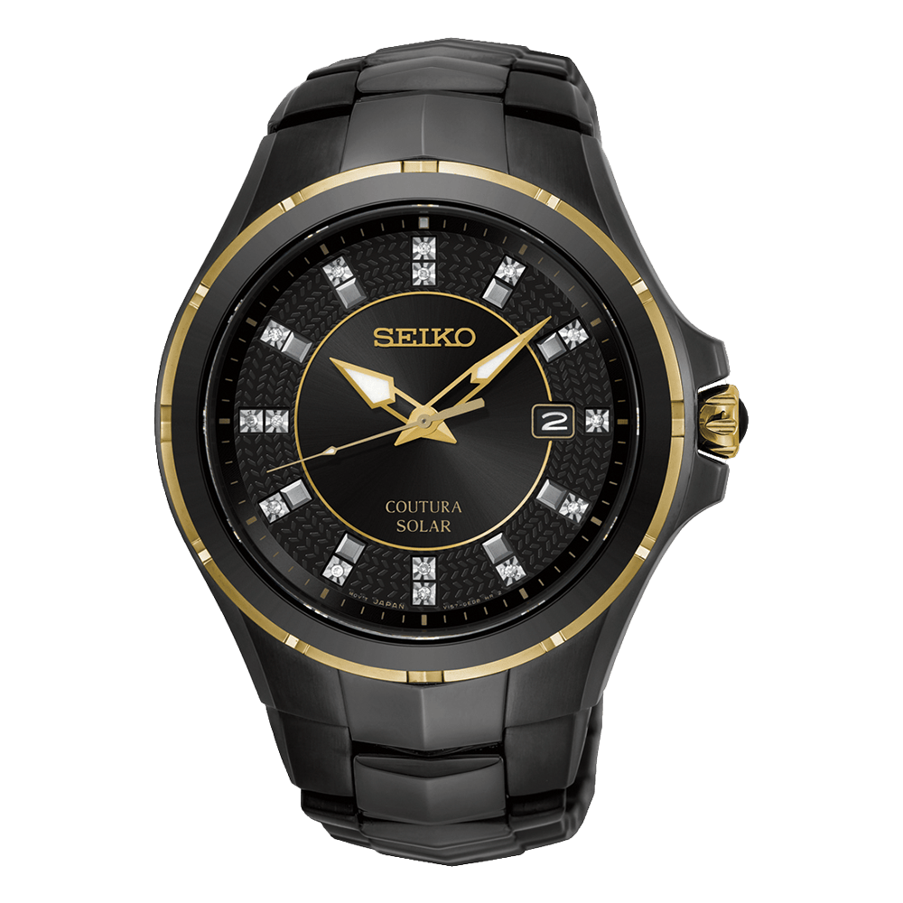 Seiko Coutura Men's 42.50mm Black PVD Solar Watch SNE506P-9