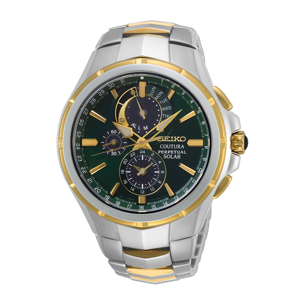 Seiko Men's Coutura Solar Perpetual Sport Watch Green Dial