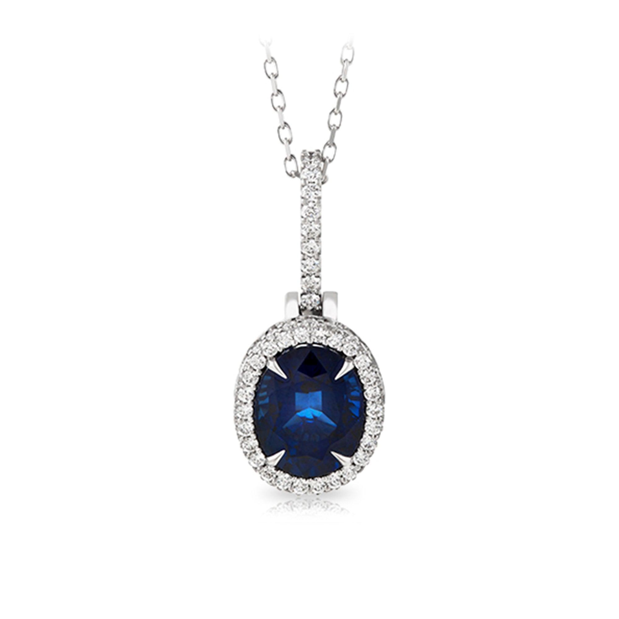 18ct White Gold Sapphire Pendant