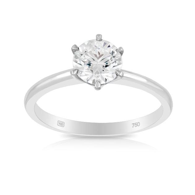 1.00ct Solitaire Diamond Engagement Ring in 18ct White Gold - Wallace Bishop