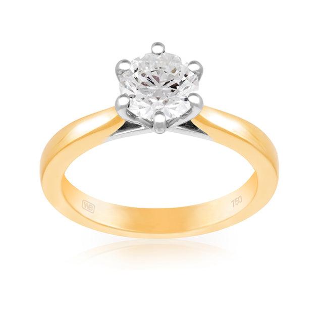 1.00ct Solitaire Diamond Engagement Ring in 18ct Yellow and White Gold - Wallace Bishop