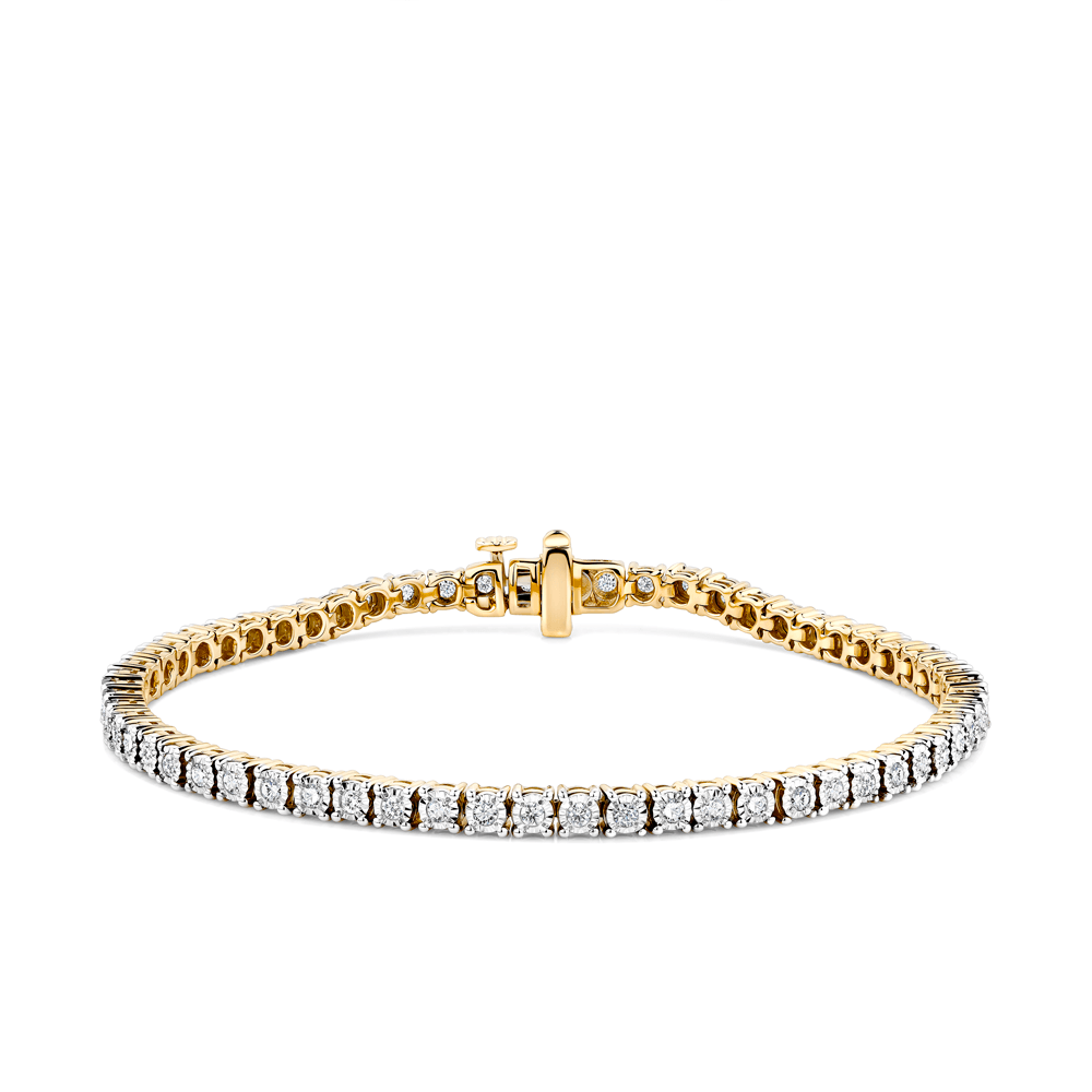 1.00ct TDW Diamond Illusion Set Tennis Bracelet in 9ct Yellow Gold
