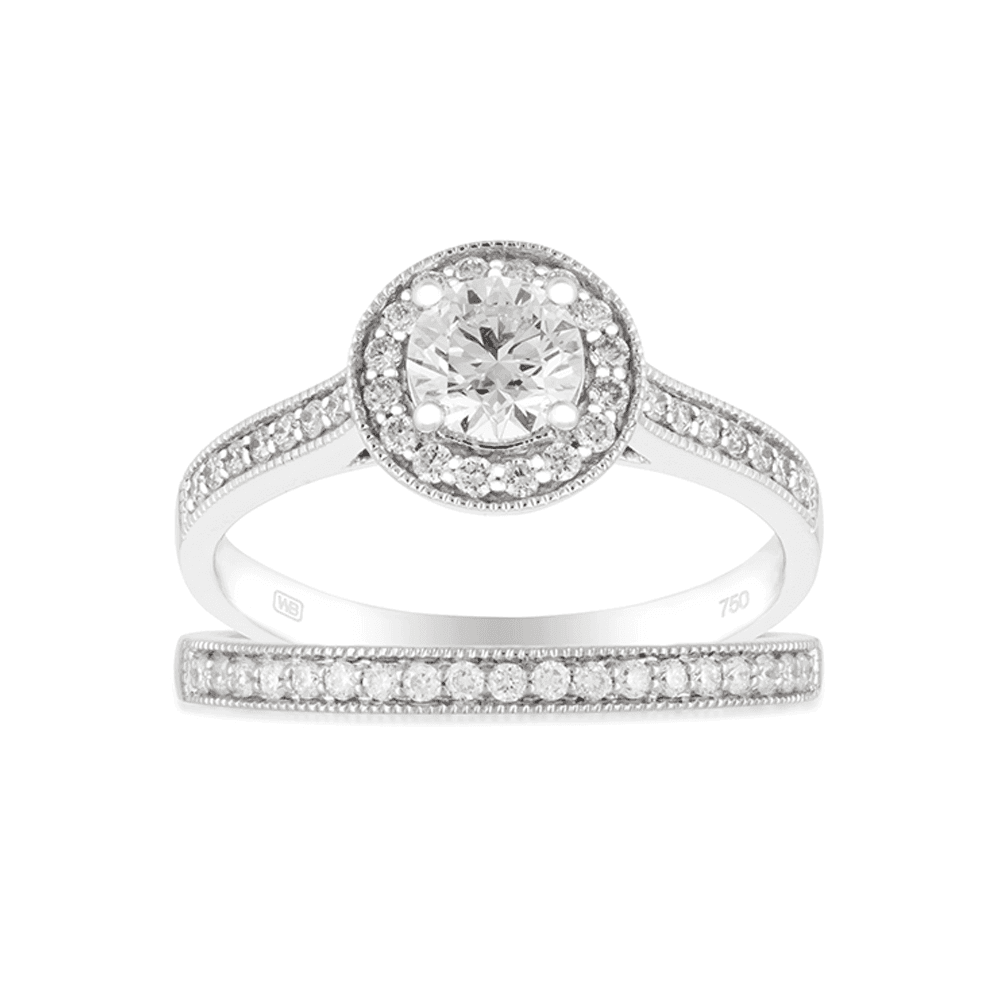 1.16ct TW Diamond Engagement & Wedding Bridal Set in 18ct White Gold