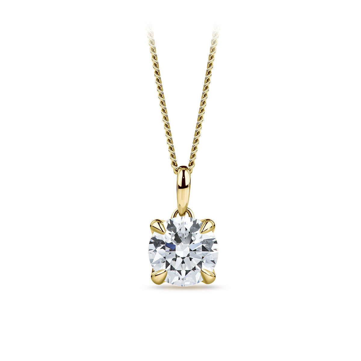 1.50ct Solitaire Round Brilliant-Cut GIA-Certified Lab Grown Diamond Necklace in 18ct Yellow Gold