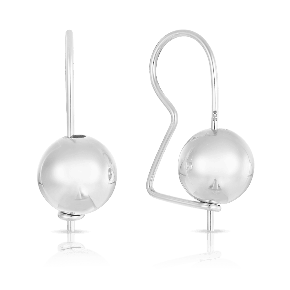 10mm Euro Ball Drop Earrings in Sterling Silver - Wallace Bishop