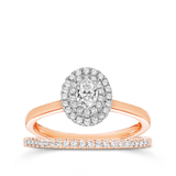 0.50ct TW Diamond Double Halo Oval Bridal Set in 9ct Rose & White Gold