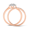 0.50ct TW Diamond Double Halo Oval Bridal Set in 9ct Rose & White Gold