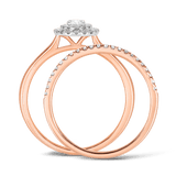 0.50ct TW Diamond Double Halo Oval Bridal Set in 9ct Rose & White Gold