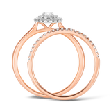 0.50ct TW Diamond Double Halo Oval Engagement & Bridal Set in 9ct Rose & White Gold