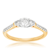 0.50ct TW Diamond Three Stone Engagement Ring in 9ct Yellow & White Gold