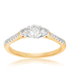 0.50ct TW Diamond Three Stone Engagement Ring in 9ct Yellow & White Gold