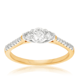 0.50ct TW Diamond Three Stone Engagement Ring in 9ct Yellow & White Gold