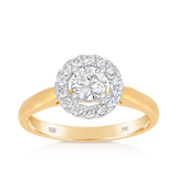 0.75ct TW Diamond Halo Engagement Ring in 18ct Yellow Gold