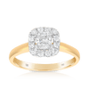 0.75ct TW Cushion Cut Diamond Halo Ring in 18ct Yellow Gold