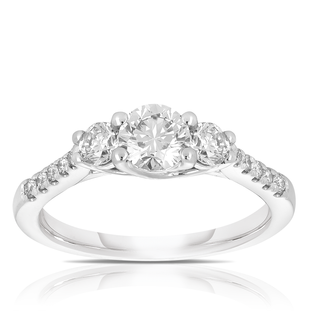 1.00ct TW Diamond Three Stone Engagement Ring in 9ct White Gold