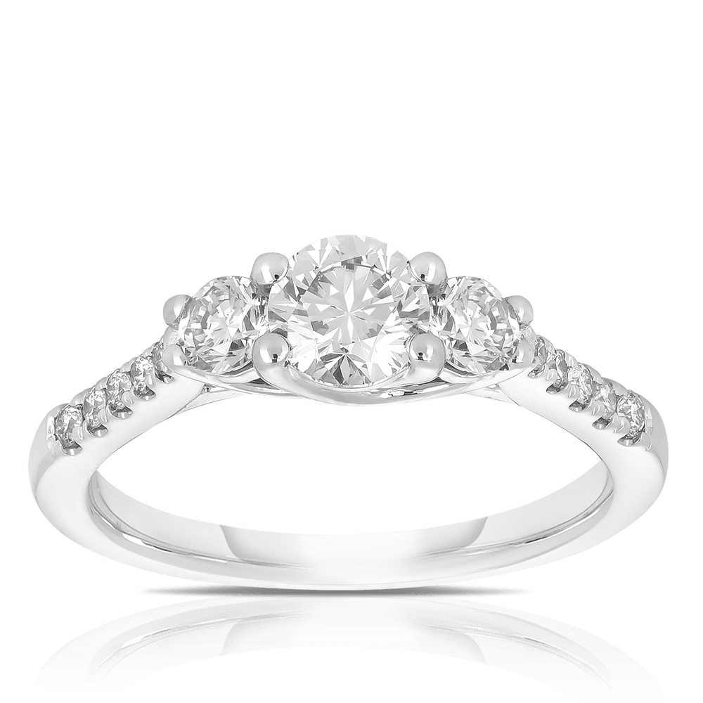 1.00ct TW Diamond Three Stone Engagement Ring in 9ct White Gold