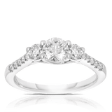 1.00ct TW Diamond Three Stone Engagement Ring in 9ct White Gold