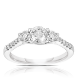 1.00ct TW Diamond Three Stone Engagement Ring in 9ct White Gold