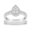 1.00ct TW Pear Cut Diamond Halo Engagement & Wedding Bridal Set Rings in 18ct White Gold