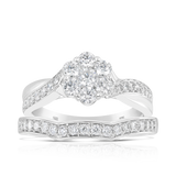 Diamond Cluster Bridal Ring in 9ct White Gold Ring