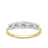 Front-on view of the Wallace Bishop 0.38 TDW Round Diamond Five Stone Engagement Ring in 9ct Yellow Gold, reference 11BRIL5STYWO, on a polished plain yellow gold band. The ring features five natural round cut diamonds set into white gold illusion settings.