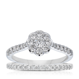 0.75ct TW Diamond Halo Engagement Ring in 9ct White Gold