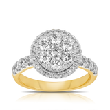 Cluster Diamond Engagement Ring in 9ct Yellow & White Gold