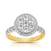 Cluster Diamond Engagement Ring in 9ct Yellow & White Gold