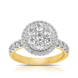 Cluster Diamond Engagement Ring in 9ct Yellow & White Gold