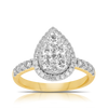 1.20ct TW Pear Shape Cluster Diamond Engagement Ring in 9ct Yellow and White Gold