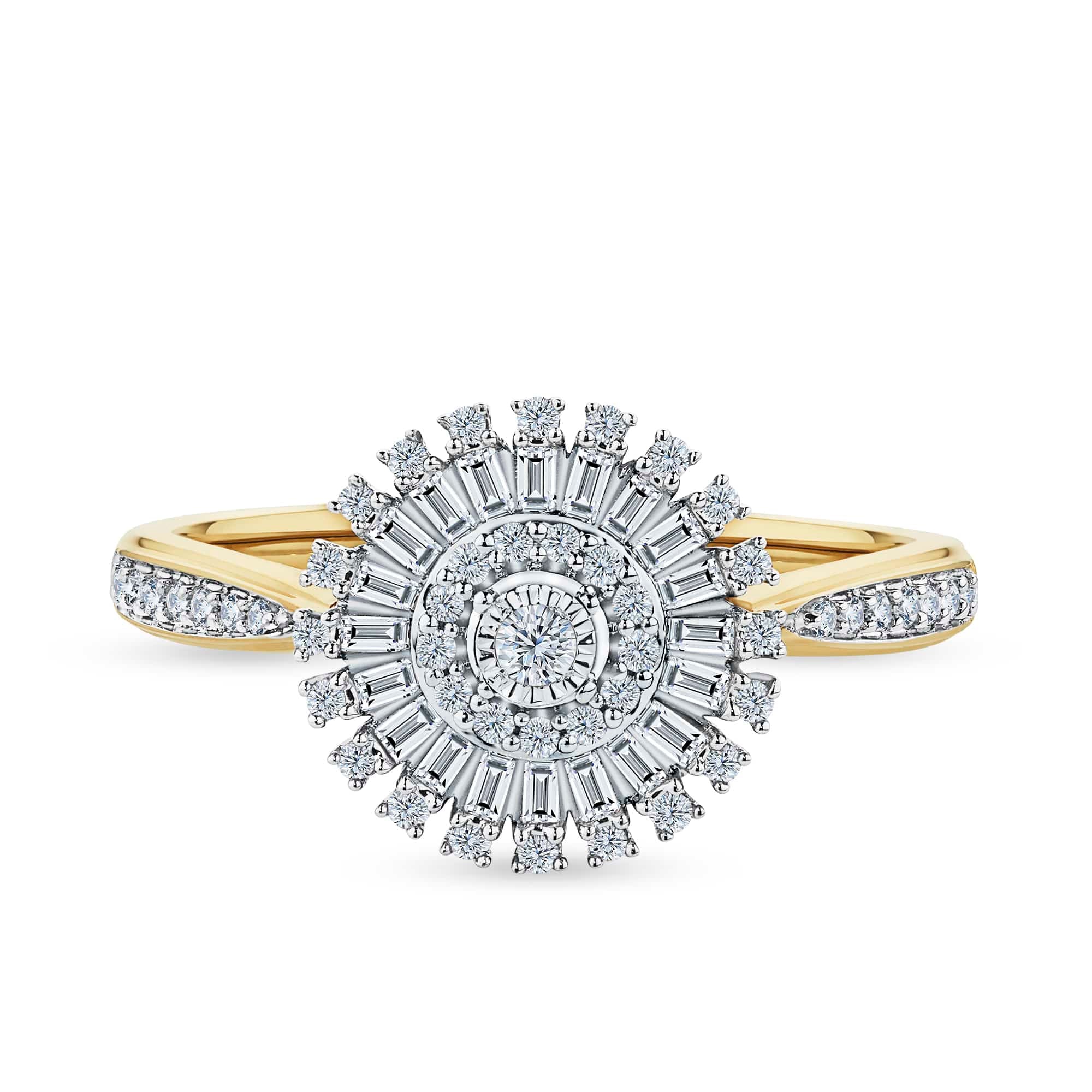 0.33ct TW Diamond Halo Ring in 9ct Yellow and White Gold