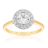 Round Brilliant Cut Illusion Set Diamond Halo Engagement Ring in 9ct Yellow & White Gold