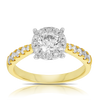 1.30ct TW Diamond Halo Cluster Engagement Ring in 9ct Yellow Gold