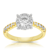 1.30ct TW Diamond Halo Cluster Engagement Ring in 9ct Yellow Gold
