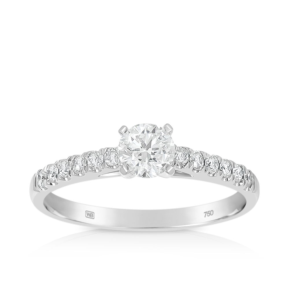 Round Brilliant Cut Diamond Solitaire Engagement Ring in 18ct White Gold