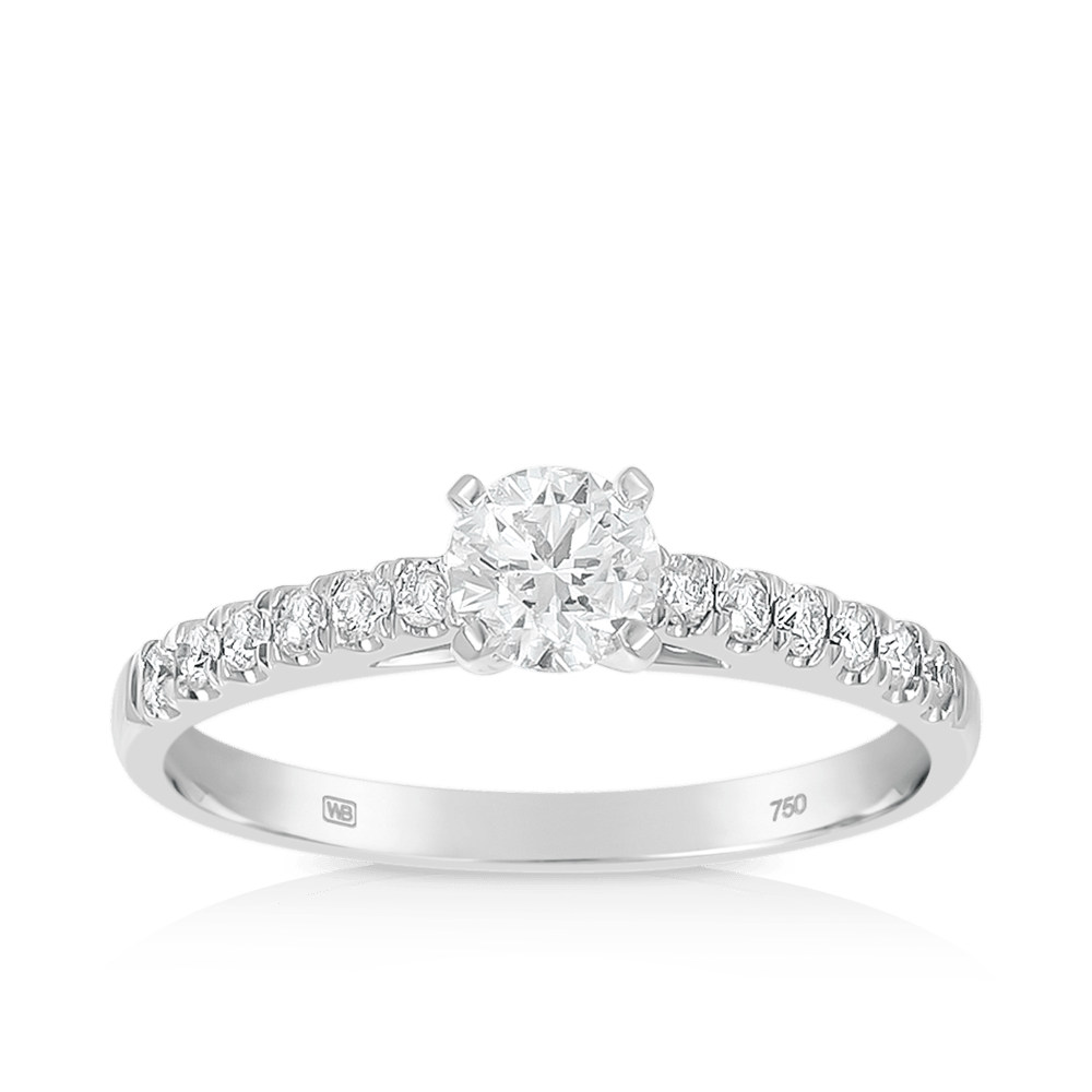 Round Brilliant Cut Diamond Solitaire Engagement Ring in 18ct White Gold