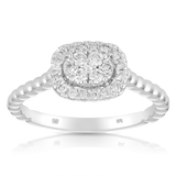 0.25ct TW Diamond Cluster Halo Engagement Ring in 9ct White Gold