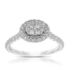 Round Brilliant Cut Diamond Cluster Engagement Ring in 9ct White Gold