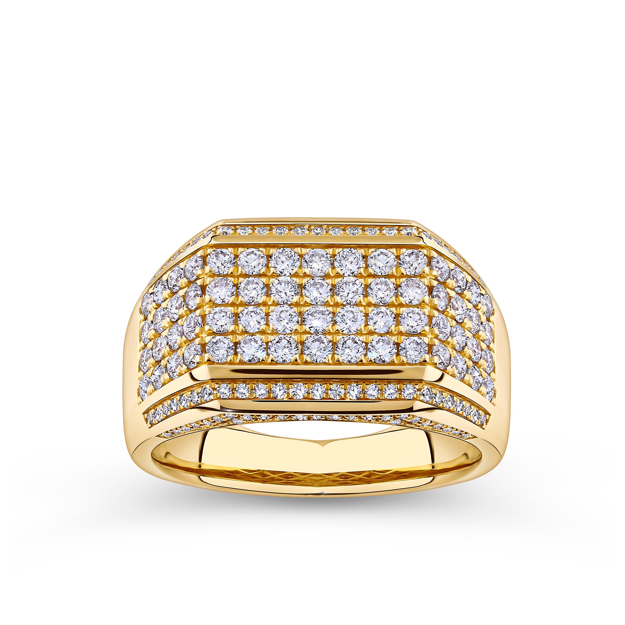 1.63ct TDW Diamond Pave Signet Ring in 9ct Yellow Gold