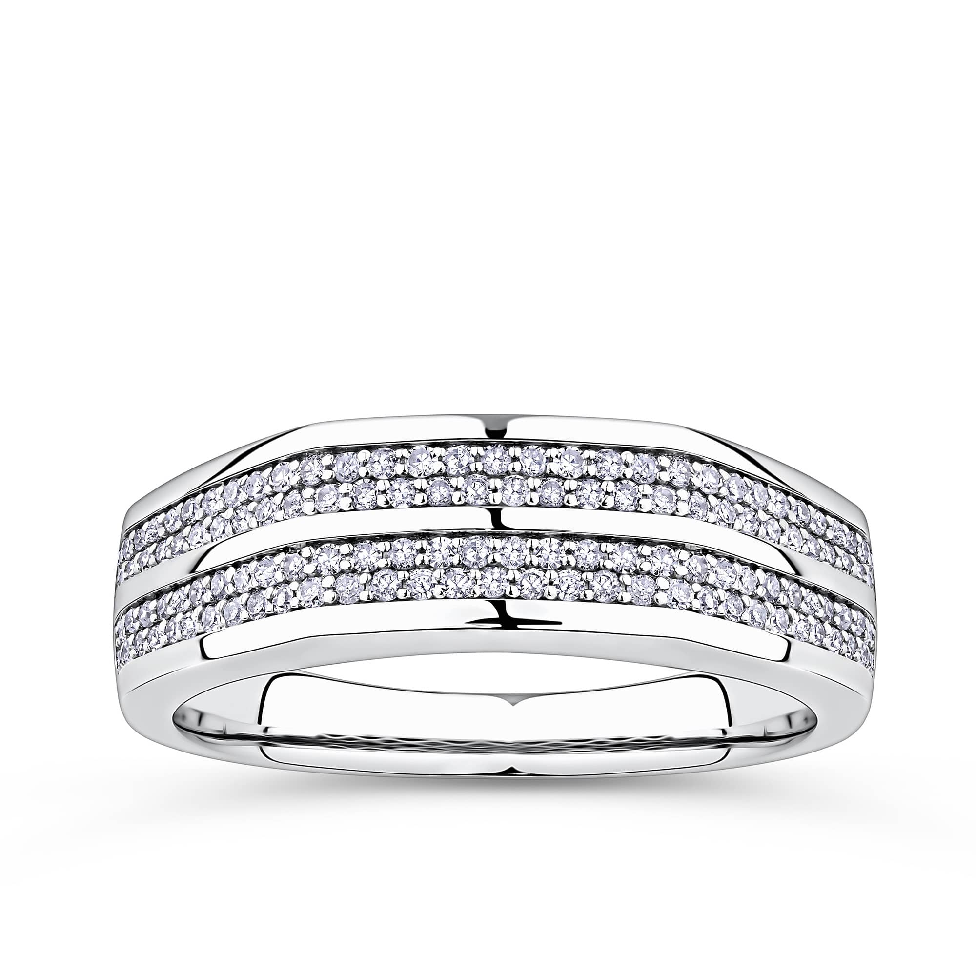0.50ct TDW Diamond Pave Signet Ring in 9ct White Gold